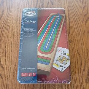 Pavilion Cribbage Track Game Playing Cards In Tin Brand New Sealed